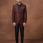 Timeless Maroon Textured Tuxedo Jacket - Sophisticated Style in Sizes S to XL | Jaipurio